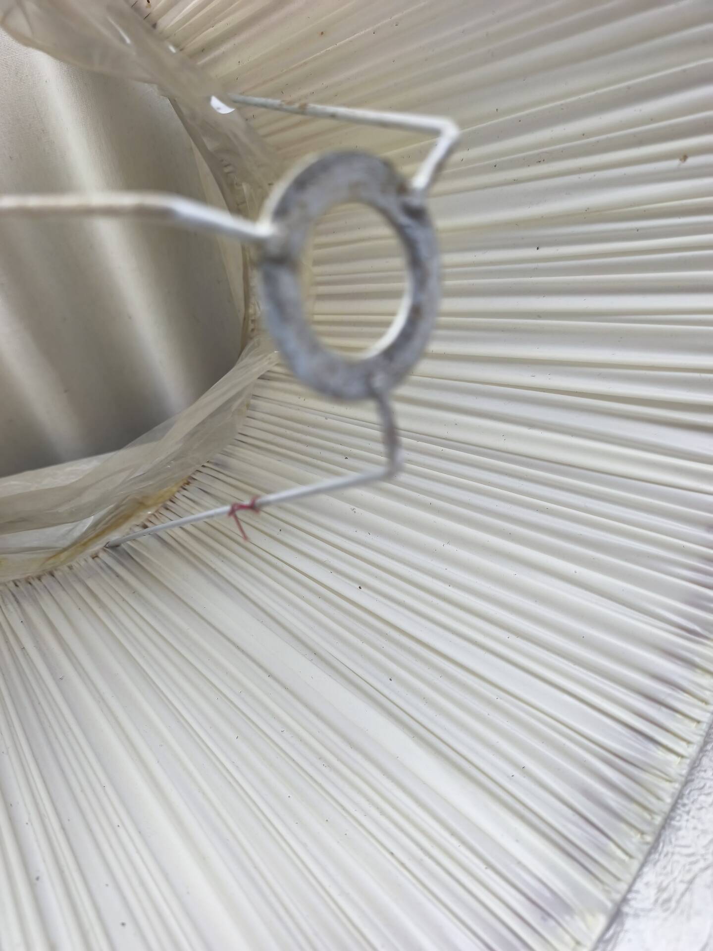 Set of 3 large vintage pleated fabric lampshades – trimmings –