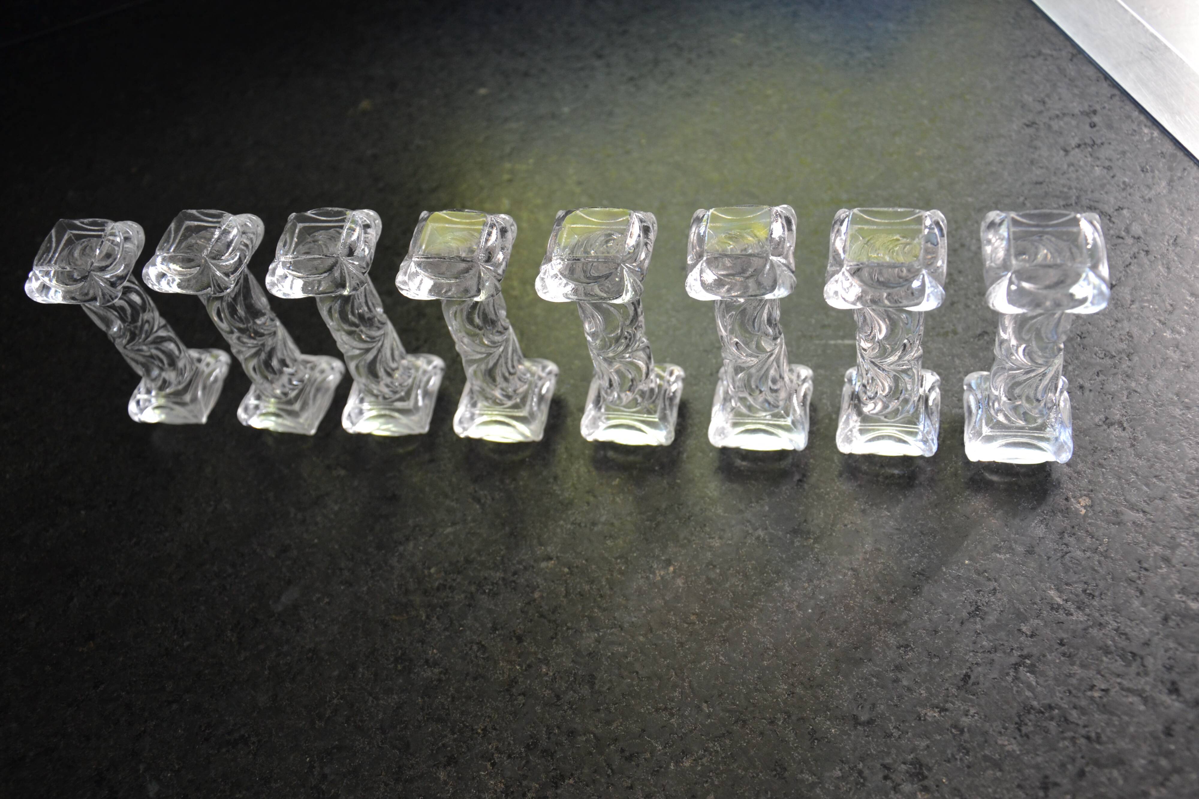 8 cutlery holders made of cut glass
