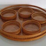 Bamboo and cane tray and coasters