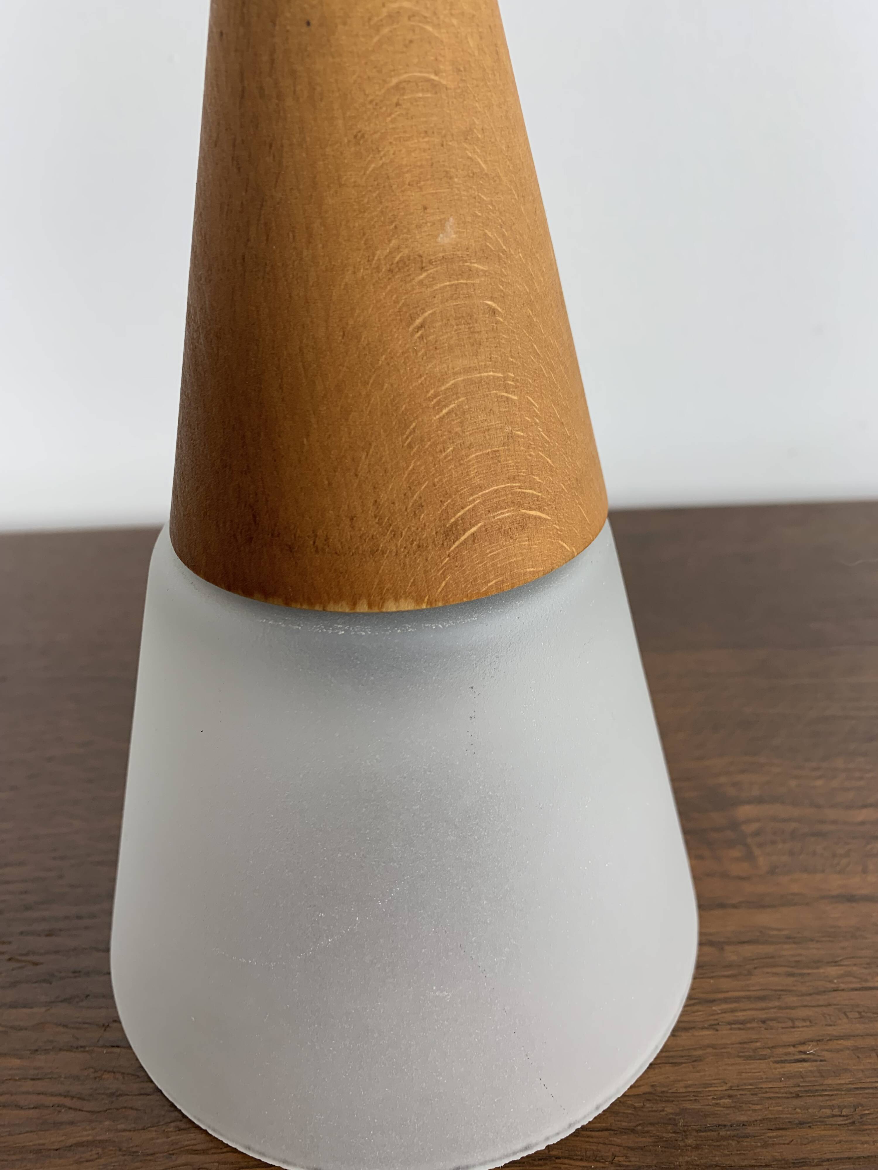 Glass and teak pendant light, es horn danmark