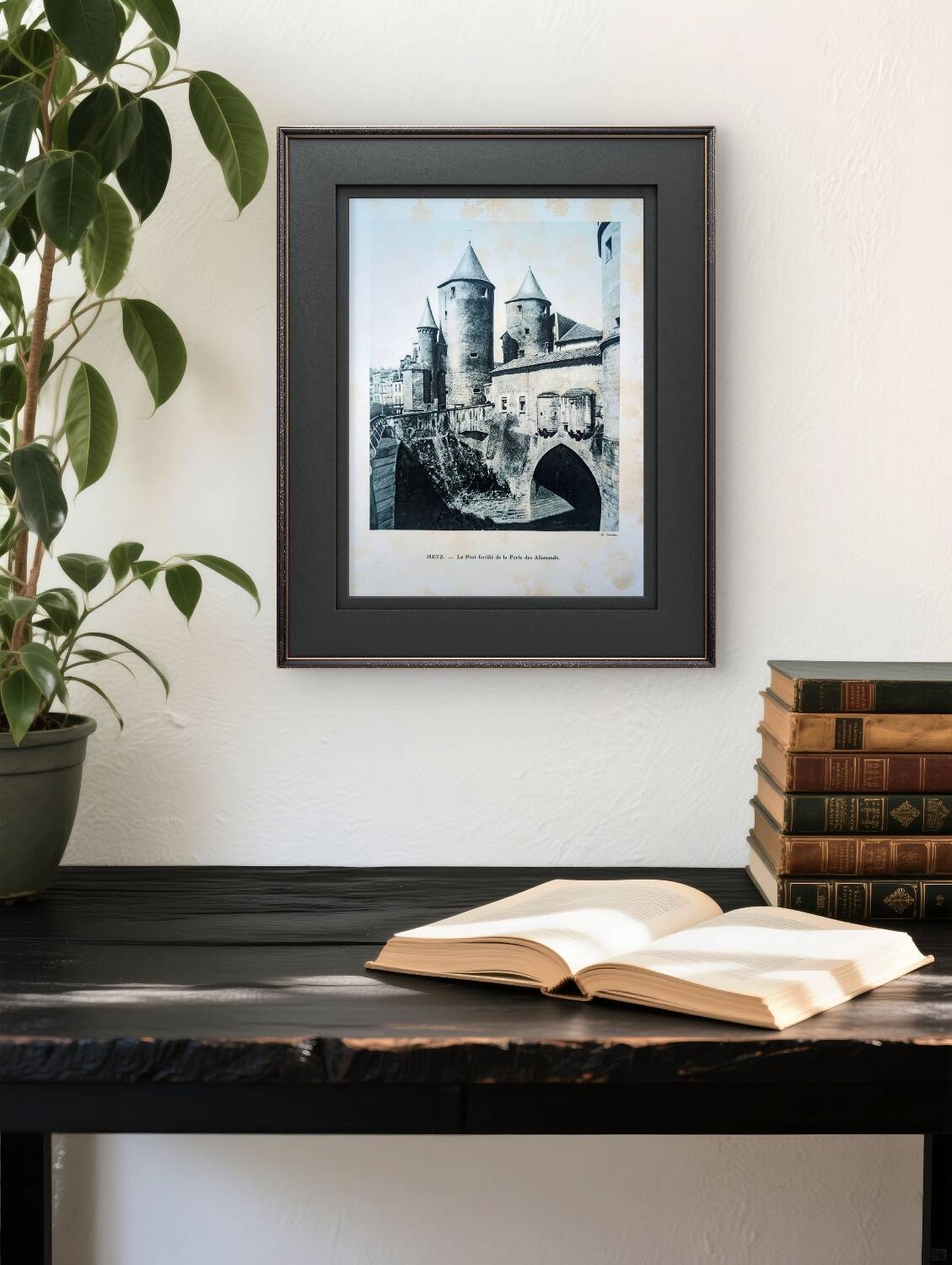 Heliogravure of Metz, vintage printed in 1926.