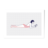 Naiade No. 4/8 - Illustration. A4 21 x 29.7. Le Croisic, sea, Brittany, reader, book, blue, red