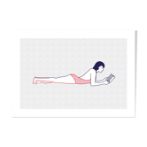 Illustration Naiade No. 4/8  Le Croisic me Bretagne liseuse, livre, bleu, rouge