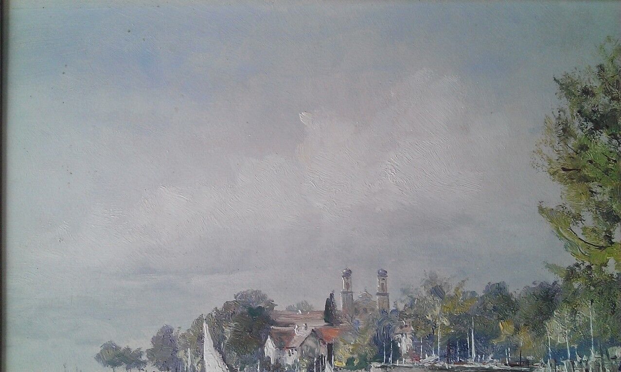 Oil on panel 30X40, lakeside walk