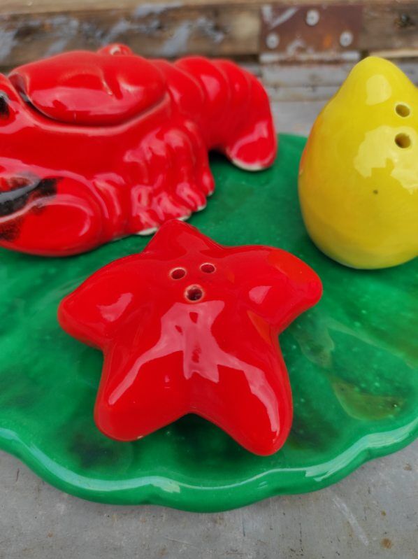 Vallauris condiment set salt pepper mustard