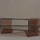 Vintage Michel Dumas plexiglass and glass coffee table for Roche Bobois, 1970s