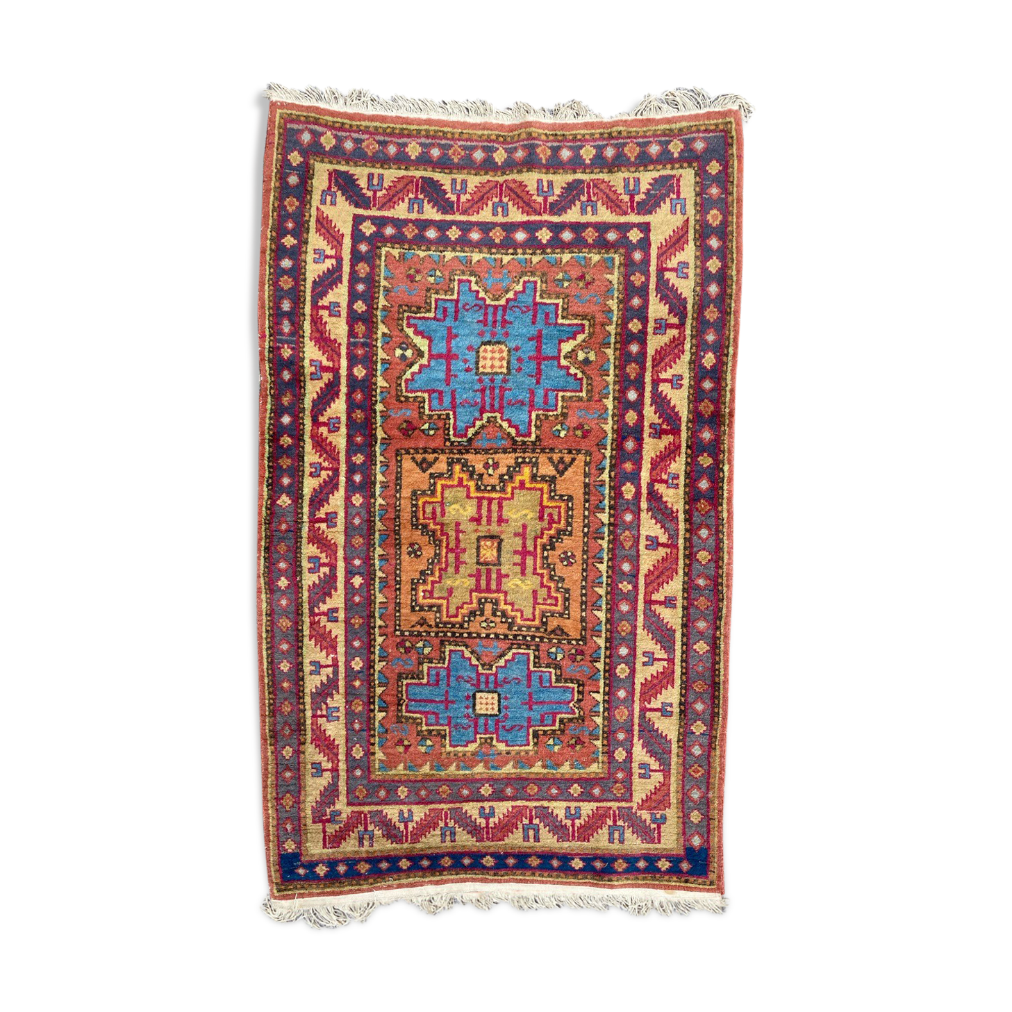 Vintage carpet sinkiang caucasian designs 92x150 cm