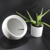 Space Age Ball Shaped Weighted White Ceramic Table Mirror