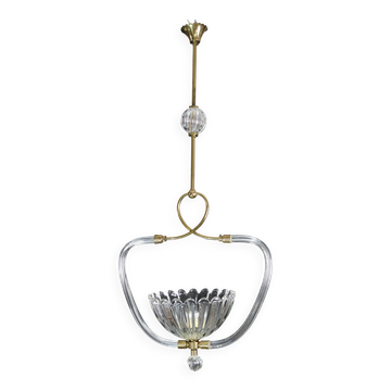 Amazing Art Decò Murano Glass Pendant Chandelier by Ercole Barovier, 1940s