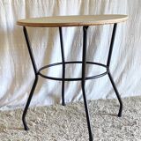 Table d'appoint vintage en métal et bois - années 50/60