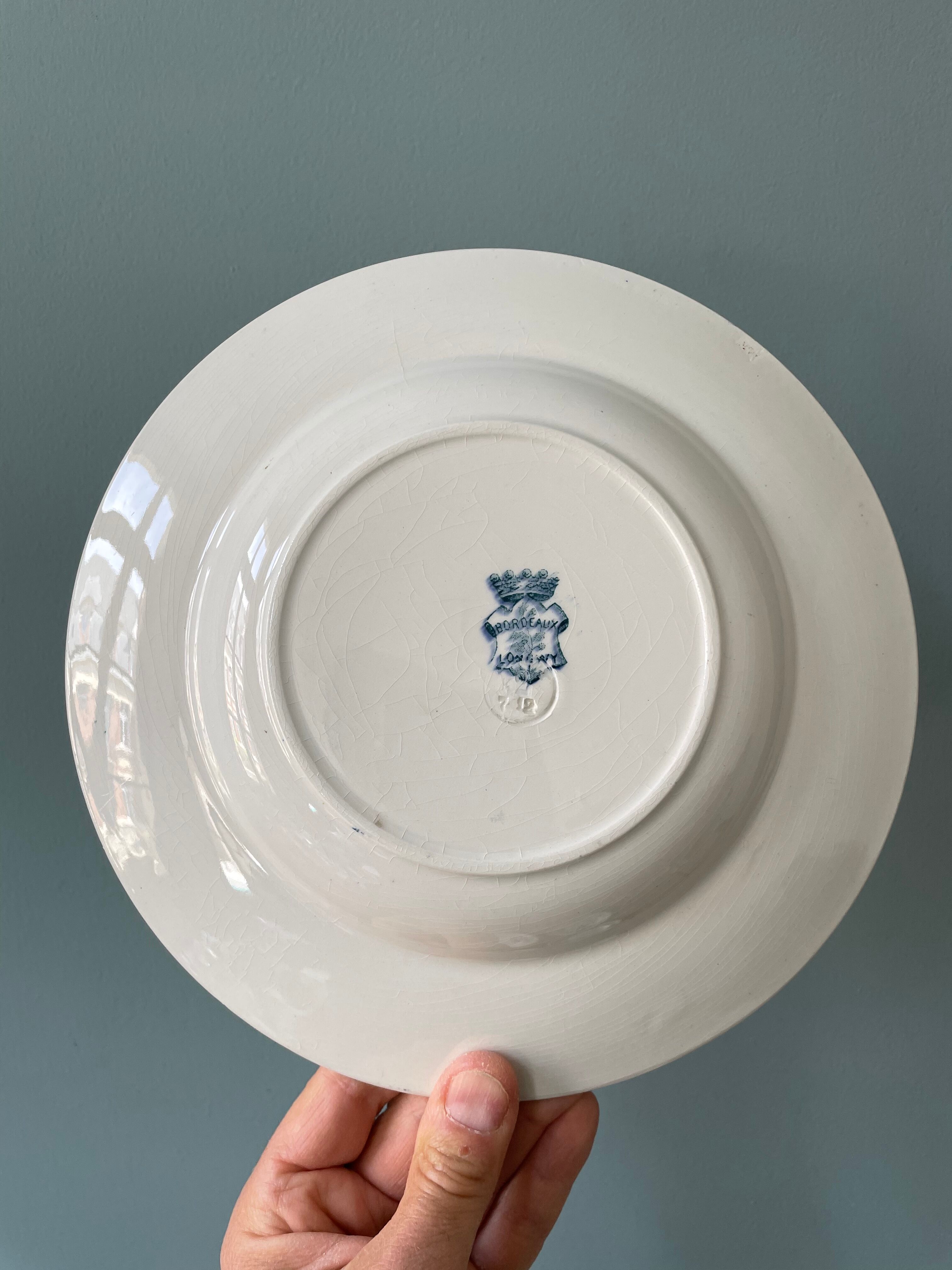 Set of 7 mismatched hollow plates Terre de Fer XIXth