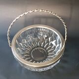 Cut crystal bowl, silver-plated metal mount, Val Saint Lambert