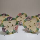 5 plates in hand-painted “faience d’art” slip