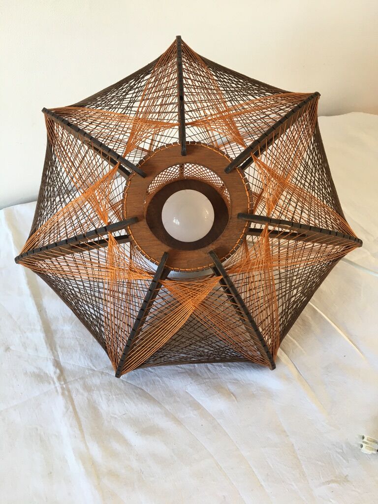 Hanging lamp wood and wire