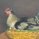 Tableau La Poule. Huile Sur Toile/carton