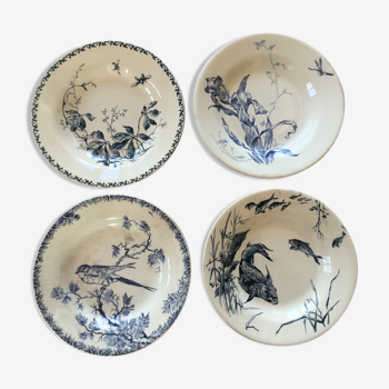 Lot de 4 assiettes creuses faïence de Gien