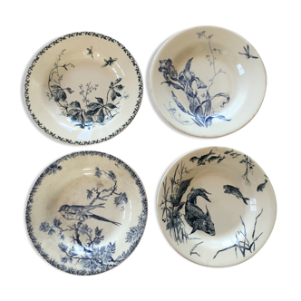 Lot of 4 hollow plates earthenware of Gien