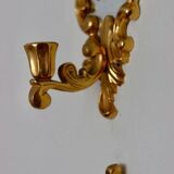 Pair of vintage brass wall lights with mirror