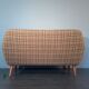 2-seater sofa in teck and beige wool, vintage scandinavian 1960s
