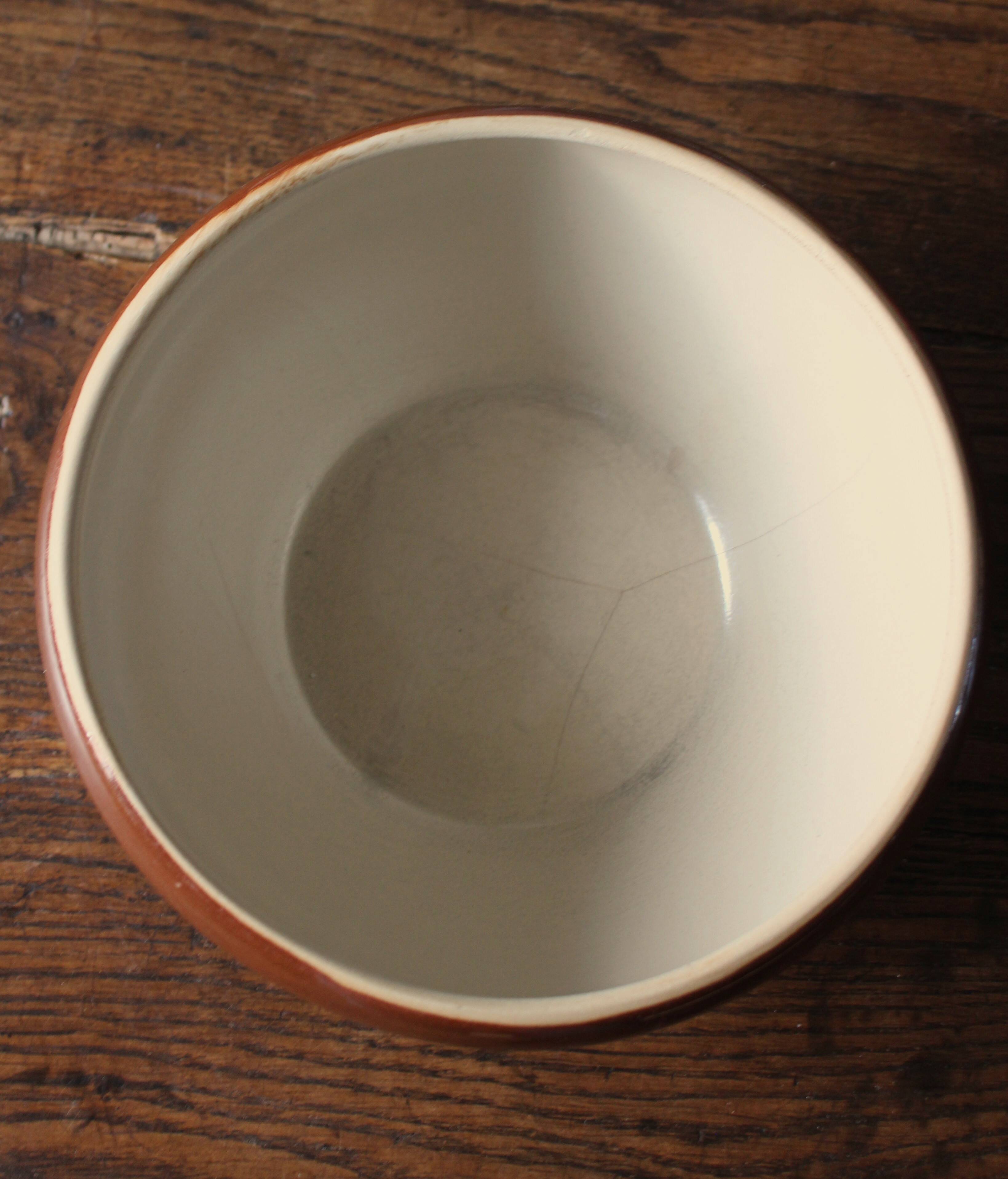 Vintage two-tone glazed stoneware salad bowl Digoin