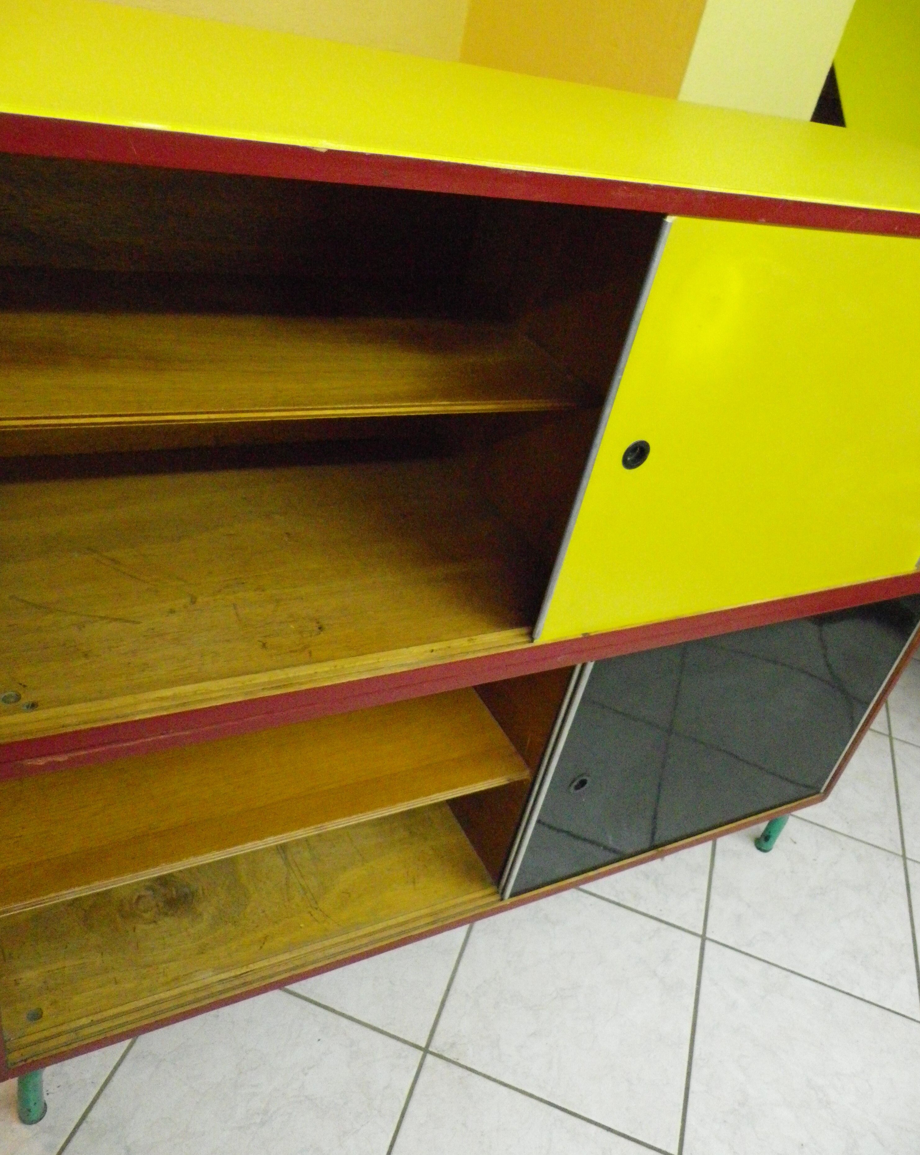 Vintage storage cabinet/sideboard with shelves, wood, formica, carlene
