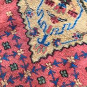 Old sinkiang oriental rug handmade 68 x 139 cm