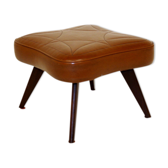 Ottoman wooden and faux-leather, Sweden, 1960