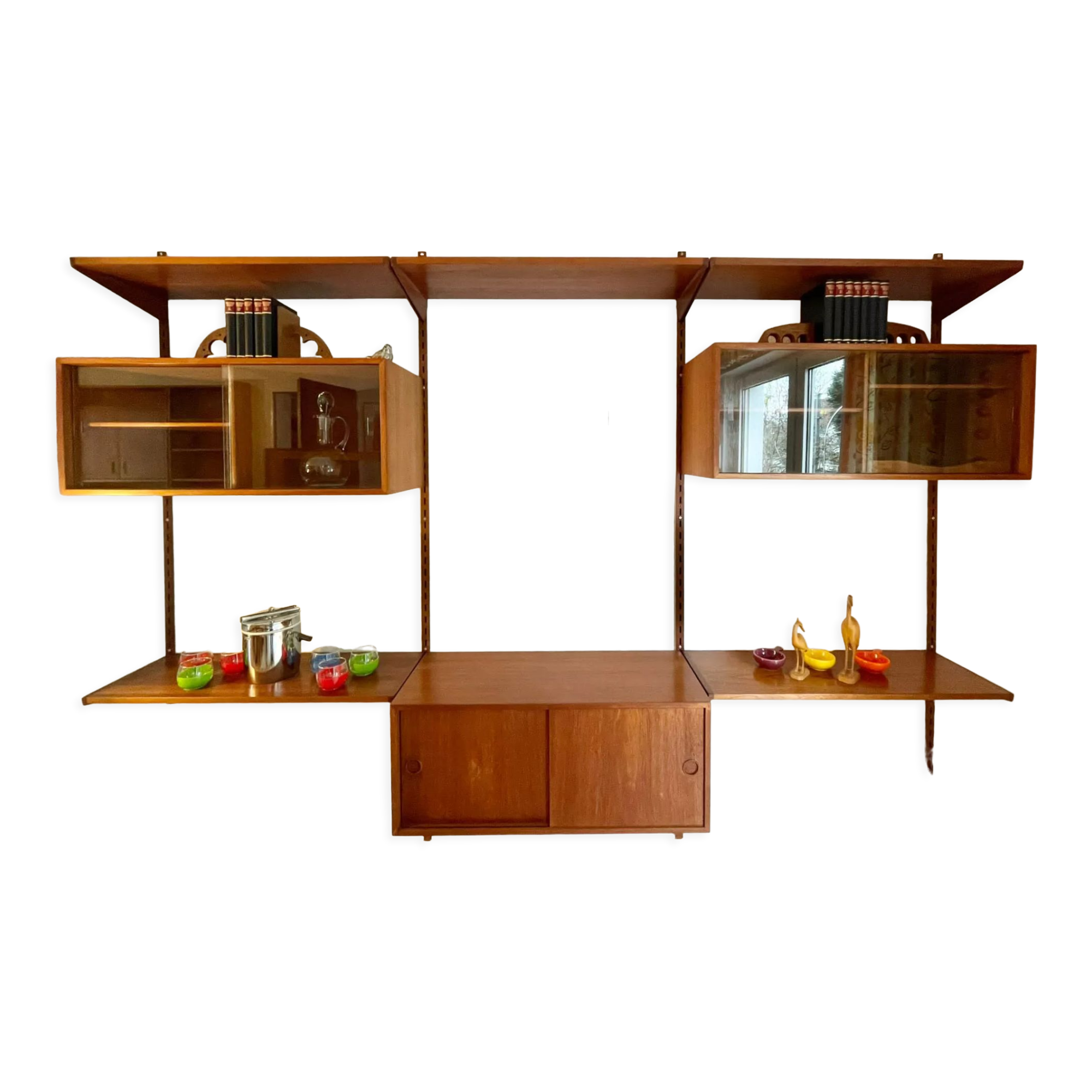 Modular bookcase vintage teak Danish, Designed by Kai Kraistensen for FM Mobler