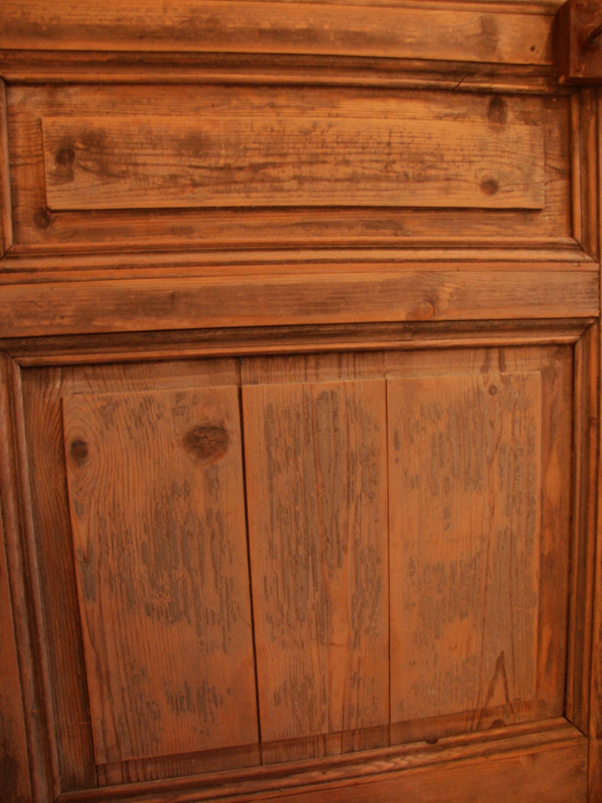 Pine door patinated by time