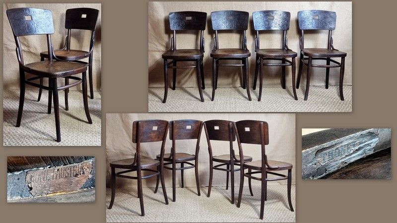 Set 4 Thonet chairs with the coat of arms of Colmar around 1900