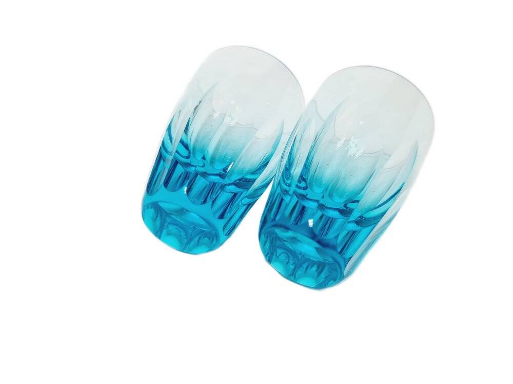 Art Deco crystal glasses, Czechoslovakia, 1930s, set of 2