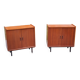 Pair of vintage mahogany sideboards with square metal legs from the 60s