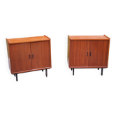 Pair of vintage mahogany sideboards with square metal legs from the 60s