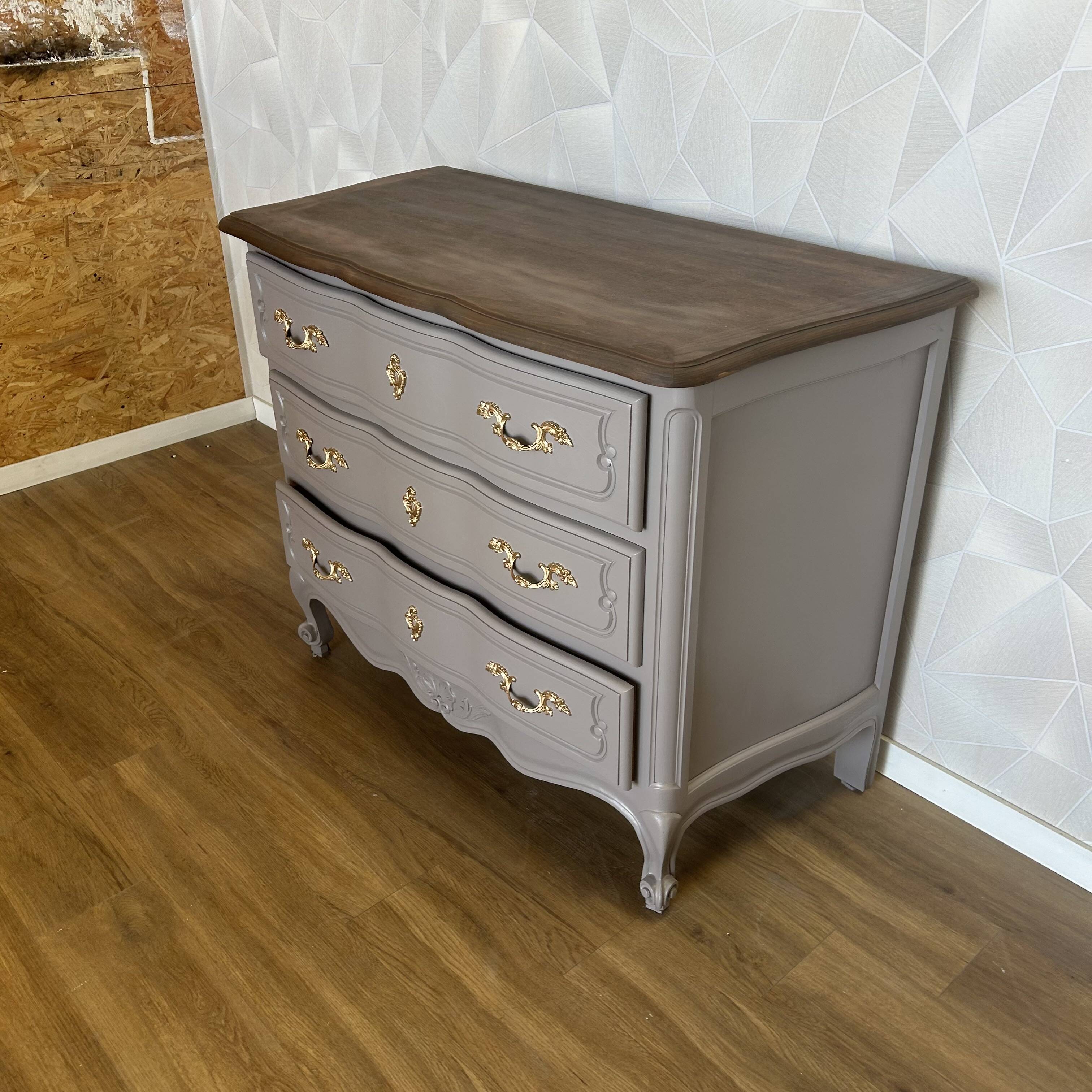 Crossbow chest of drawers with 3 drawers, taupe wenge revamp