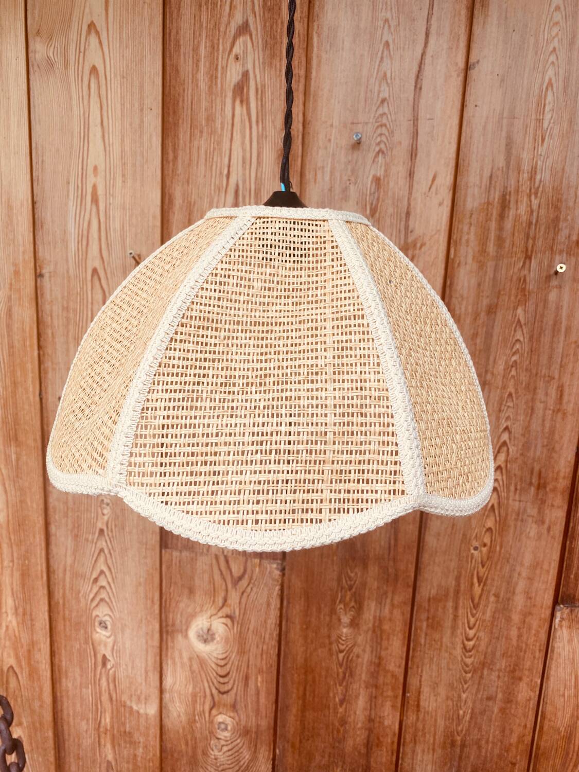 Vintage rattan flower pendant