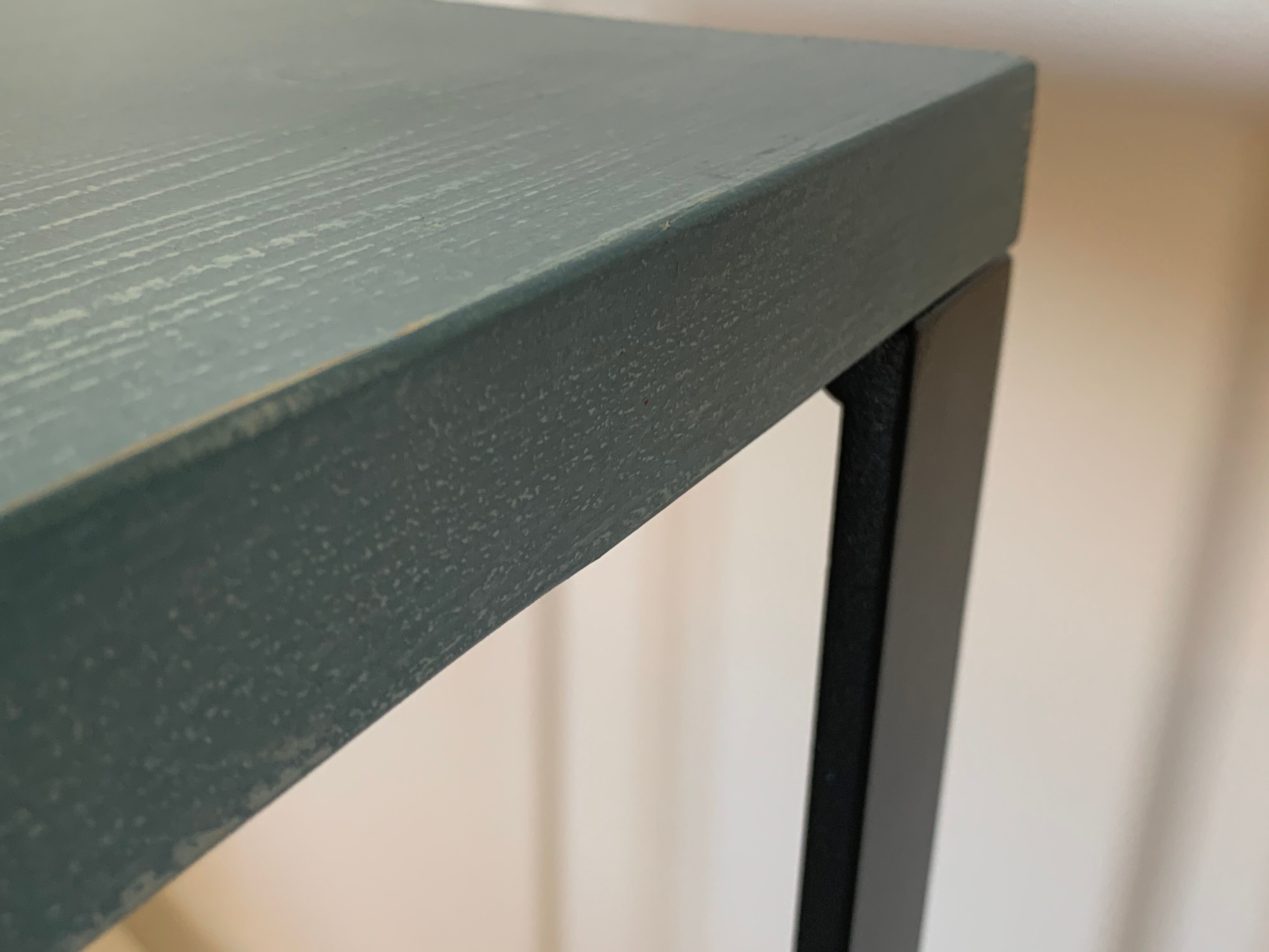 Console tray wood base footing steel