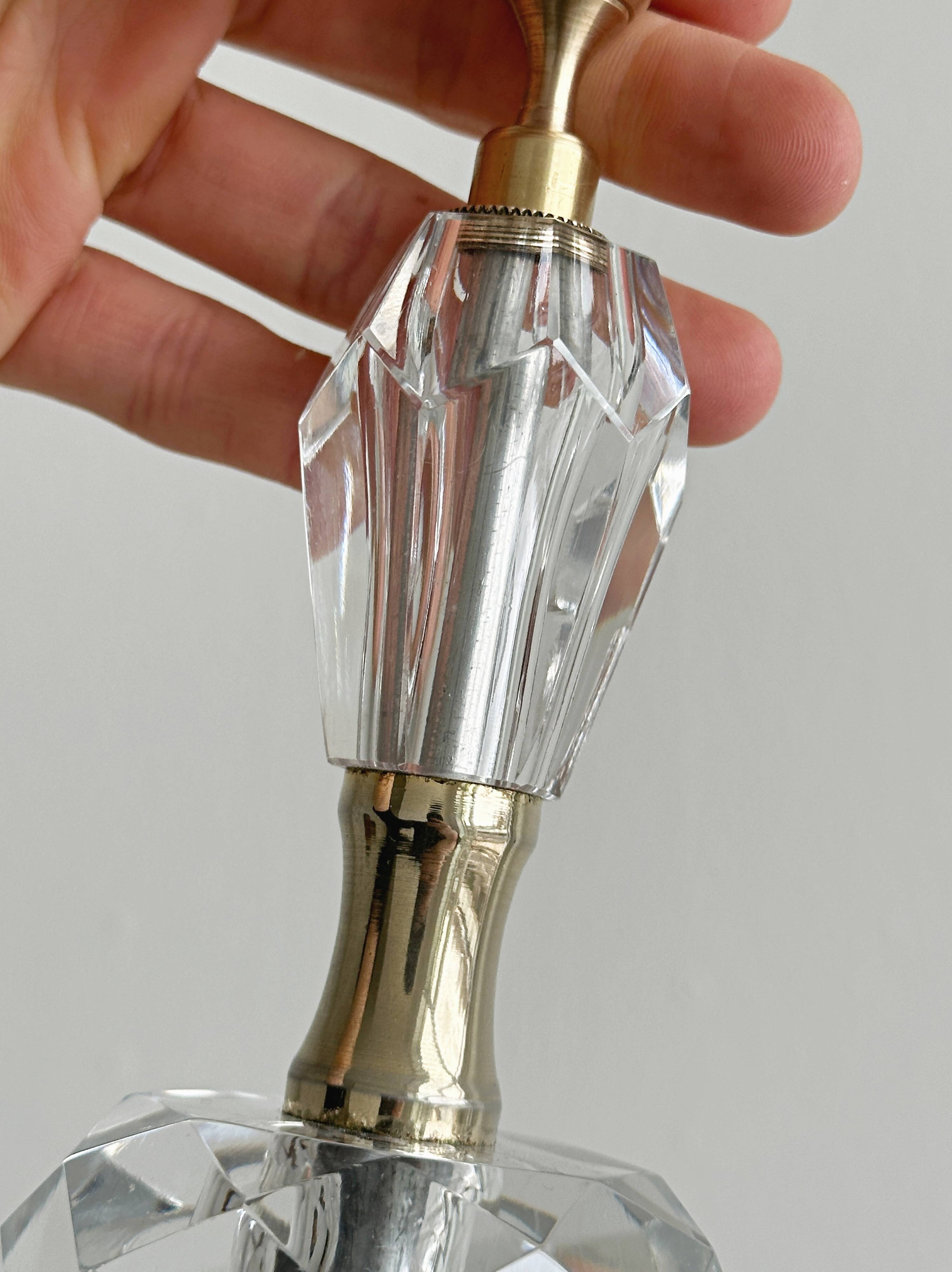 Vintage crystal and brass candlestick