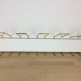 Wall coat rack gold metal and wood 10 hooks