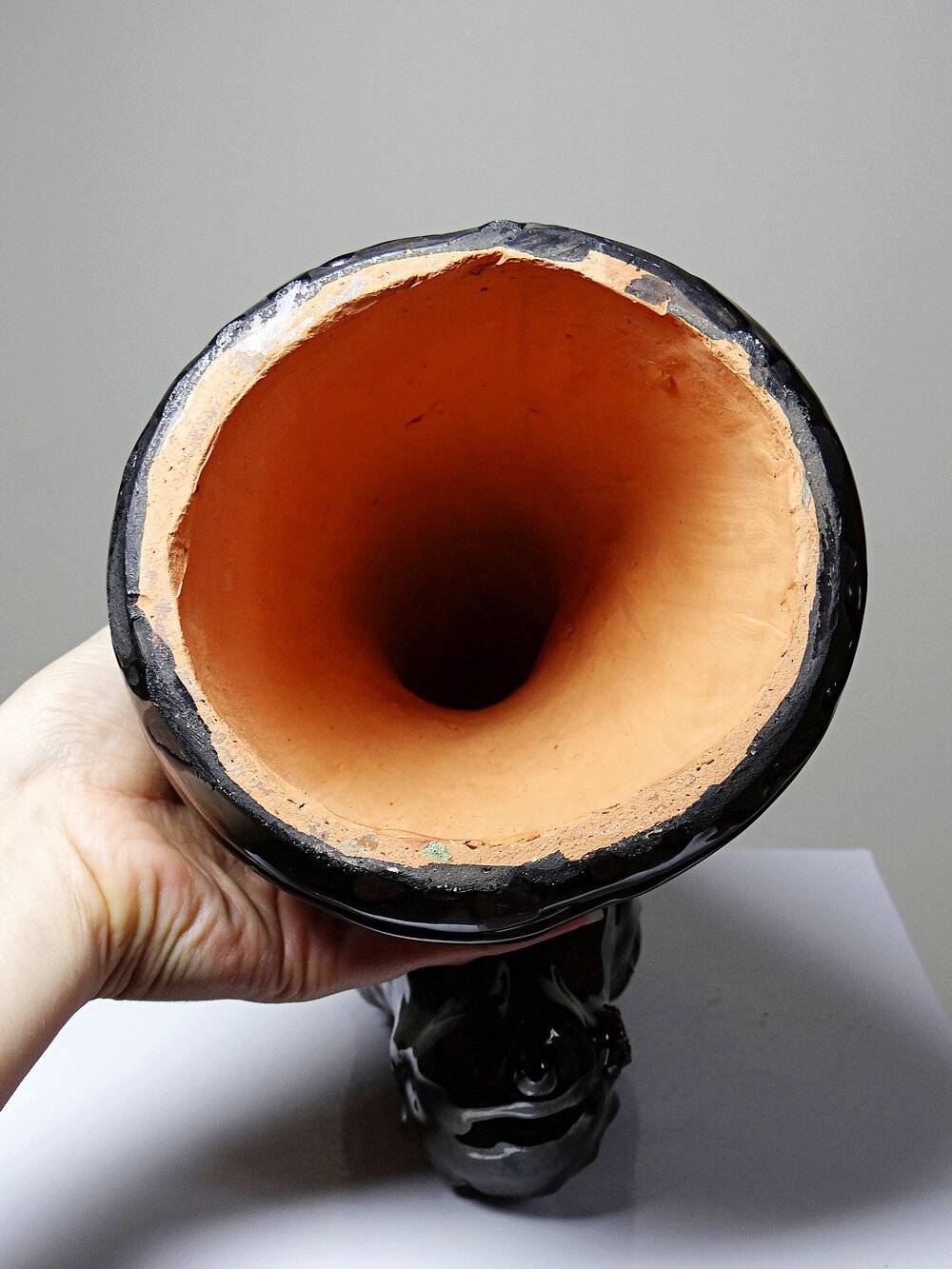 Vintage 1980s glazed terracotta horse or chess knight head