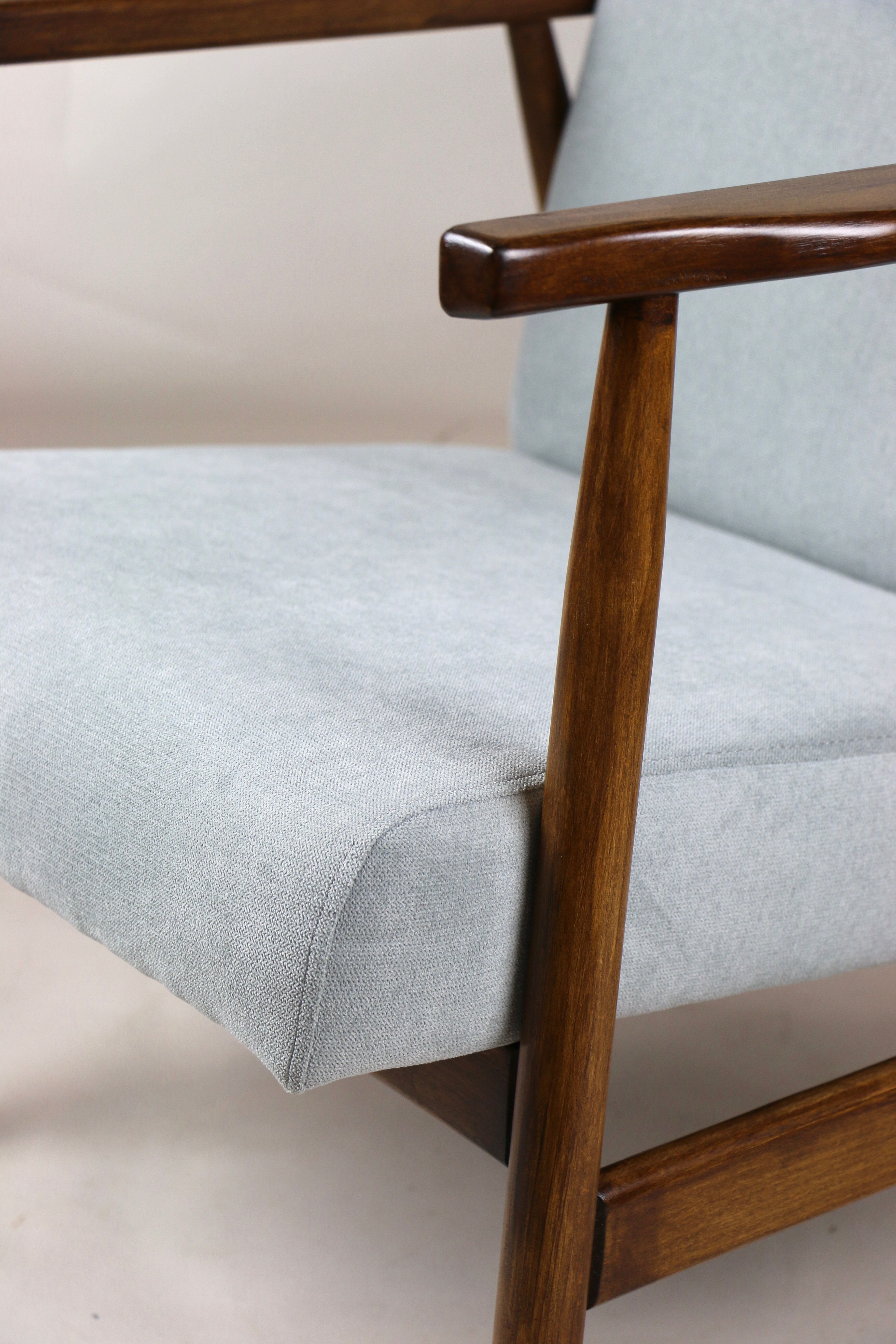 Fauteuil bleu gris vintage, années 1970