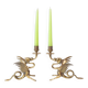 Pair of 19th century gilded brass “chimera” candlesticks