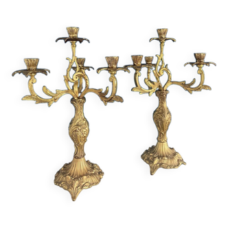 Candelabre chandelier en régule doré