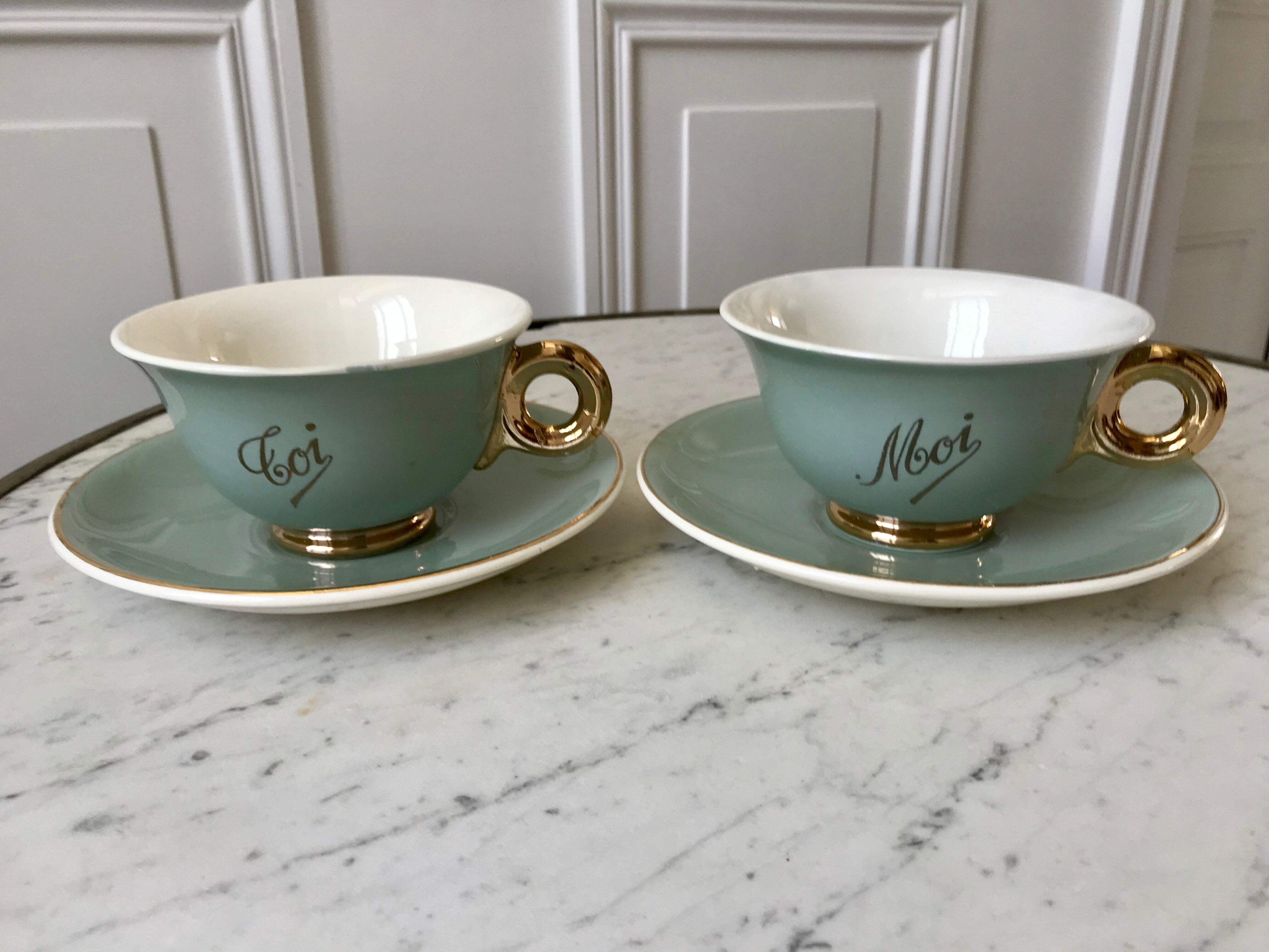 Lunch duo Digoin Sarreguemines Toi & Moi vert sage 50s