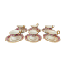 Set de 6 tasses et sous tasses en porcelaine de Limoges