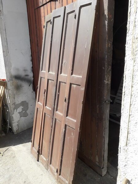 Lot shutters / doors / 4 elements solid wood patinated ep 1940 - 216cm