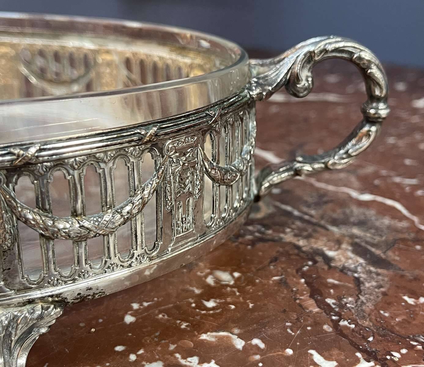 Silver-plated metal and glass centerpiece from the early 20th century