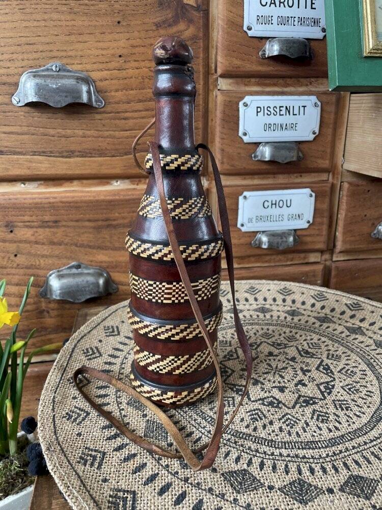 Leather-covered bottle