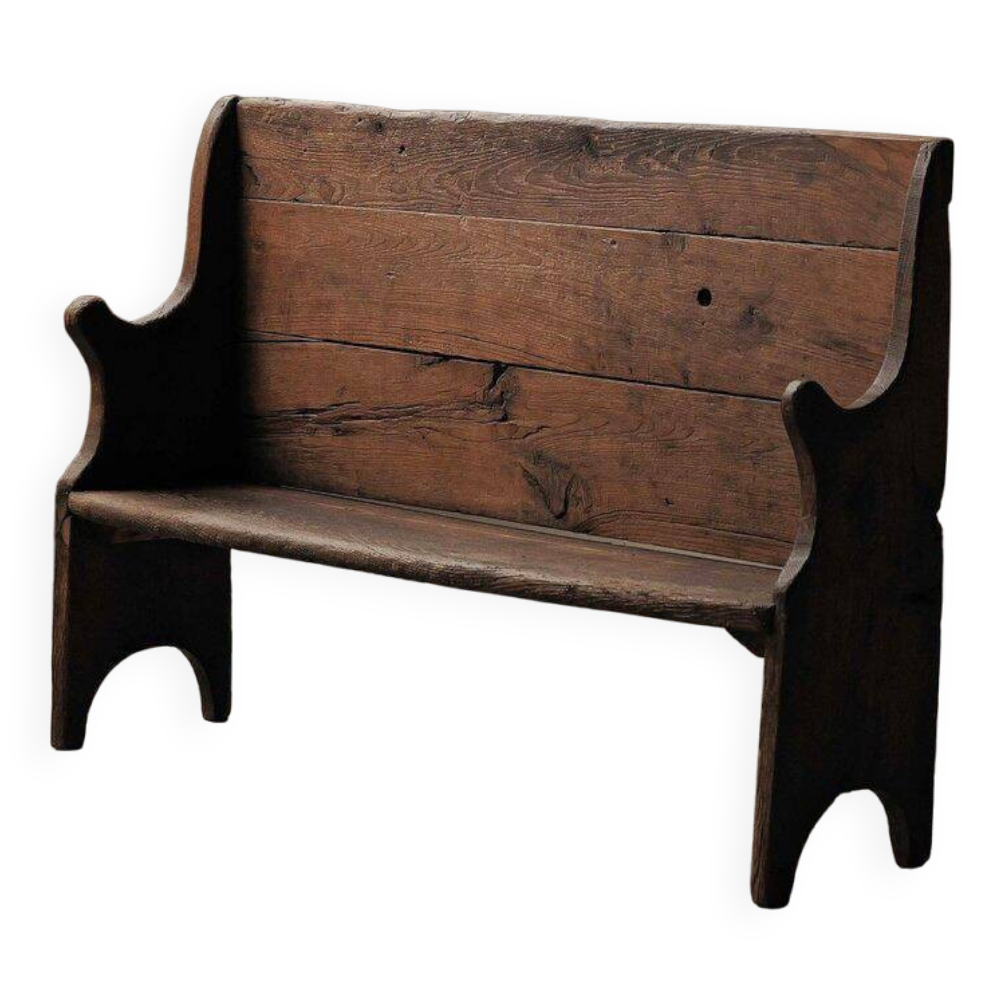 Farm bench in solid wood, Art-Populaire, 19th century