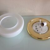 Half moon ceiling light in white opaline / vintage 70-80s