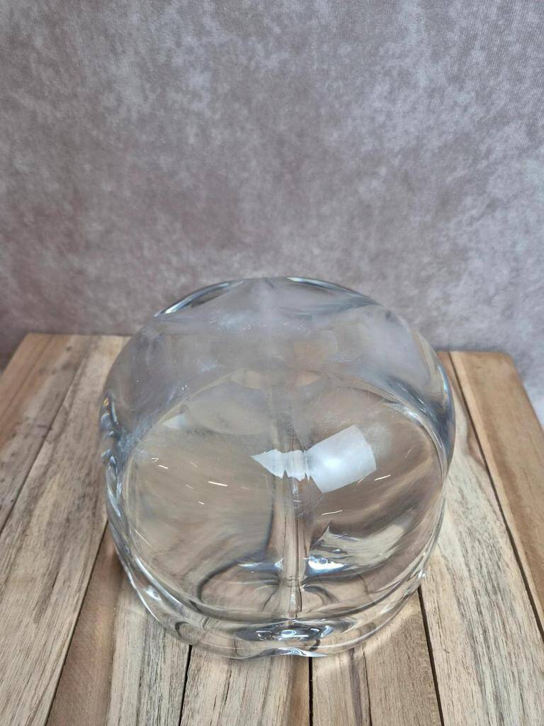 Large solid crystal bowl signed Kosta – vintage Scandinavian design